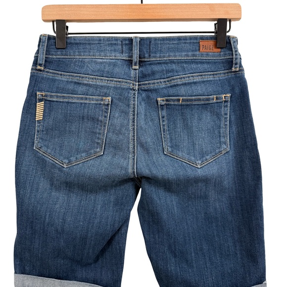 PAIGE Blue Jean Shorts with Frayed Hems and Distressed Look - Picture 2 of 8
